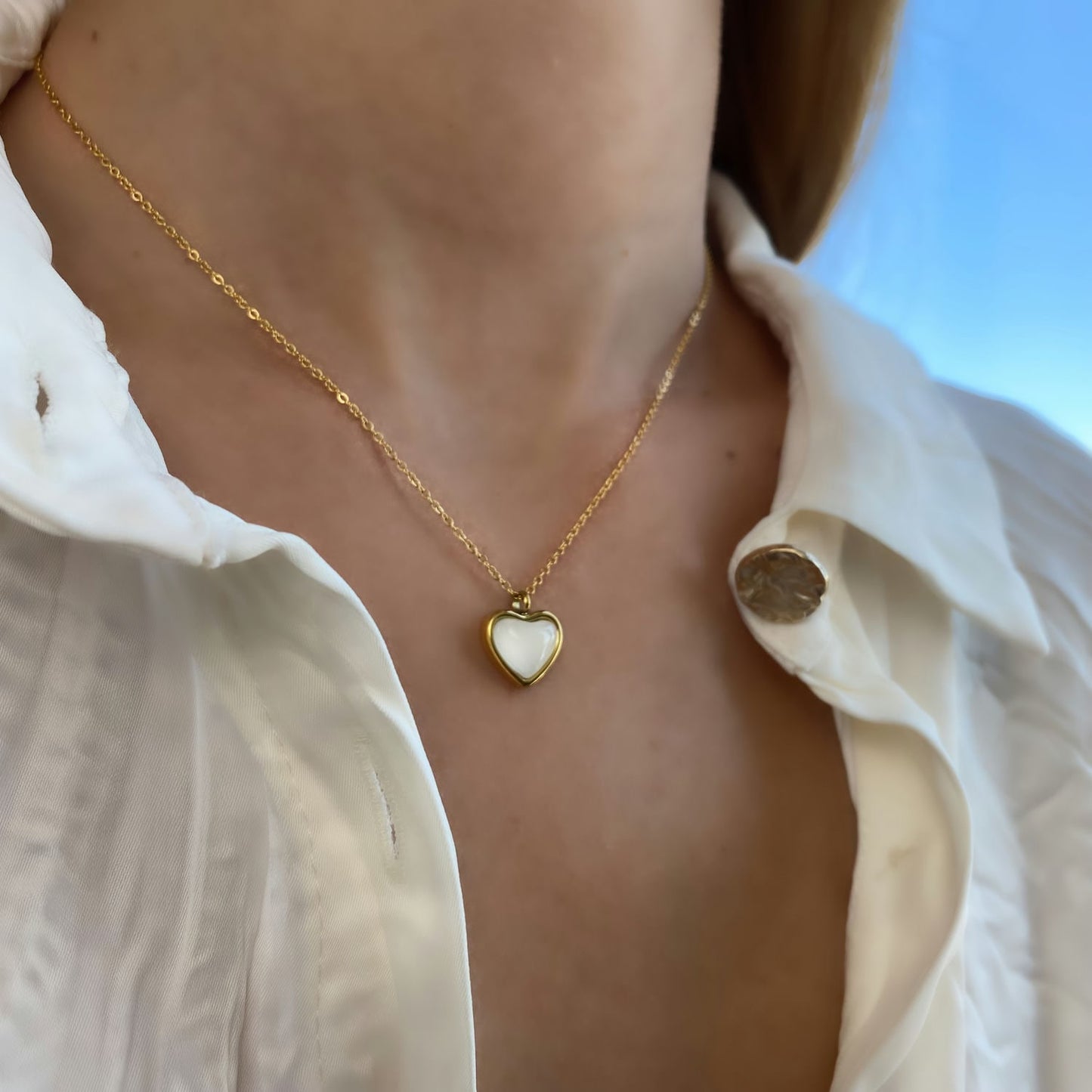Heart Charm Necklace 18k Gold image 2