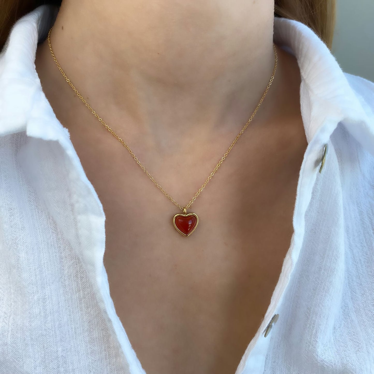 Red Heart Necklace Cute necklaces gold gemstone
