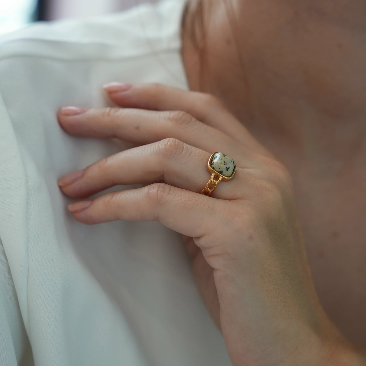Dalmatian Jasper Ring