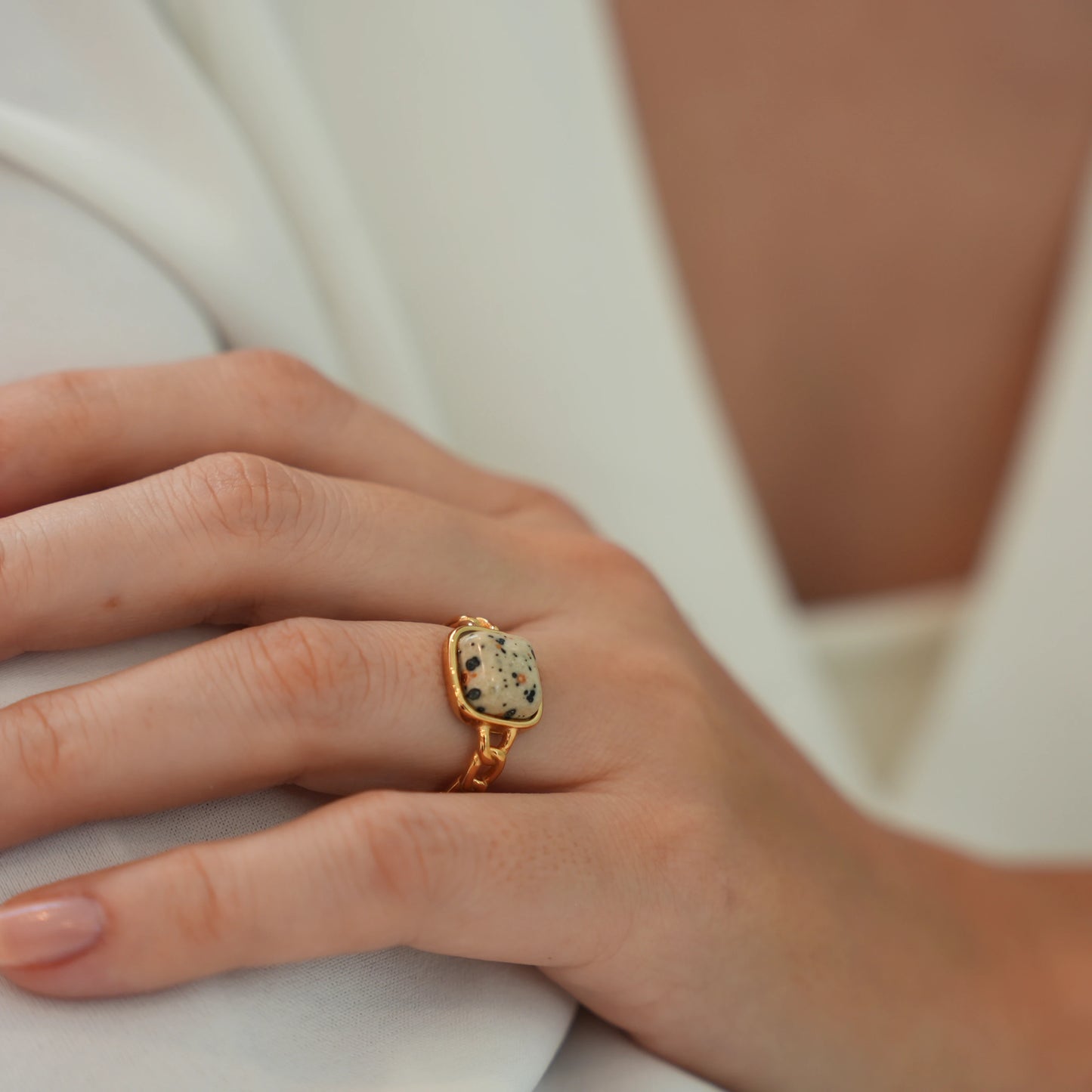 Dalmatian Jasper Ring