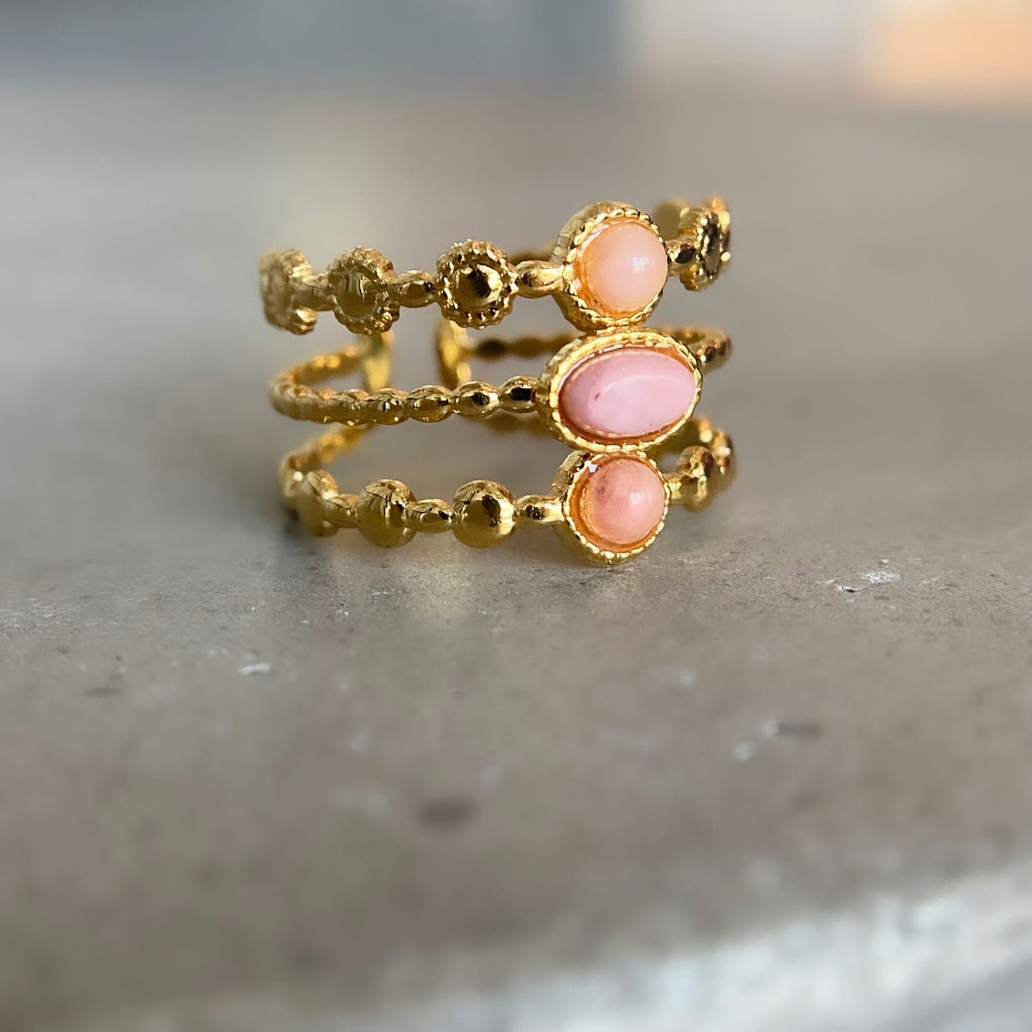 Dialogite Ring 18k Gold Plated Pink Gemstone Hug Ring image 5