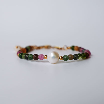 Colorful Tourmaline and Pearl Bracelet image 0