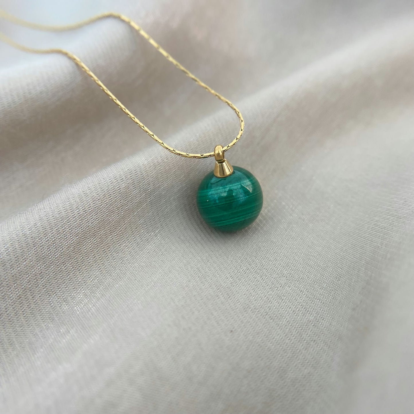 Malachite Necklace Crystal Ball Pendant image 0