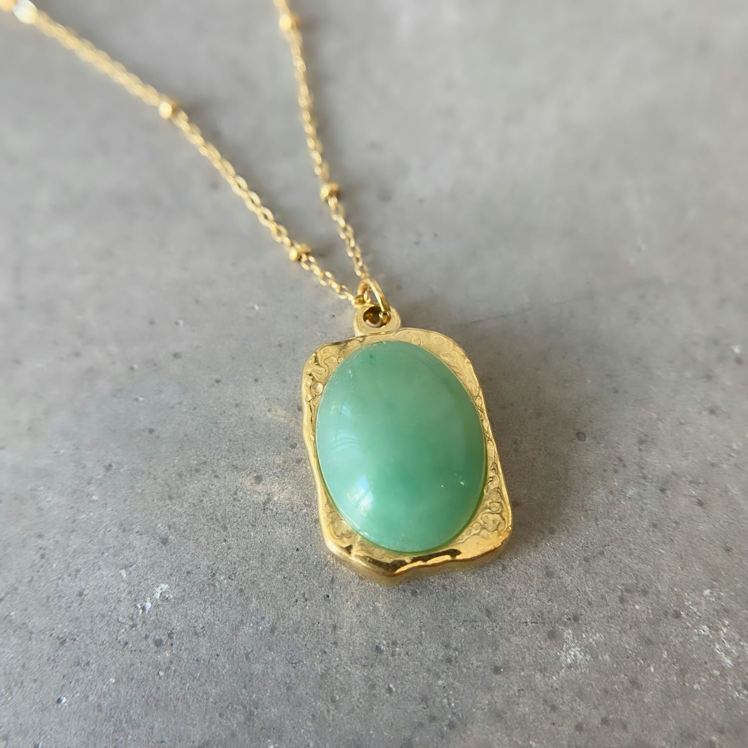 Green Aventurine Necklace Gold 18k image 1