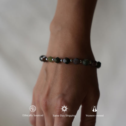 Indian Agate Bracelet Diamond Cut image 2