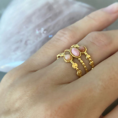 Dialogite Ring 18k Gold Plated Pink Gemstone Hug Ring image 2