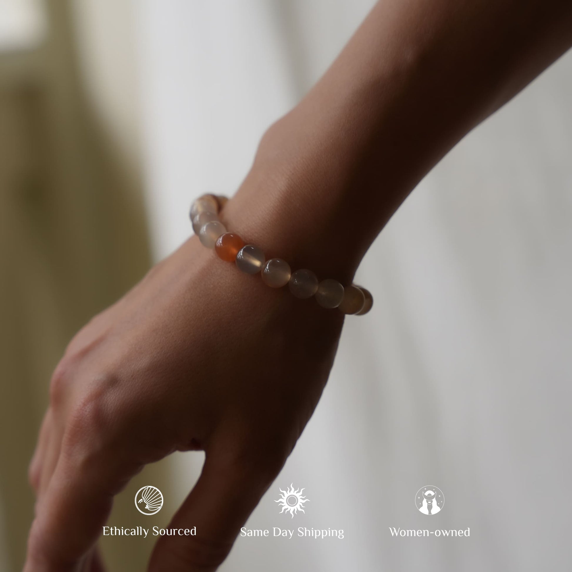 Peach Moonstone Bracelet For Calming Energy image 3