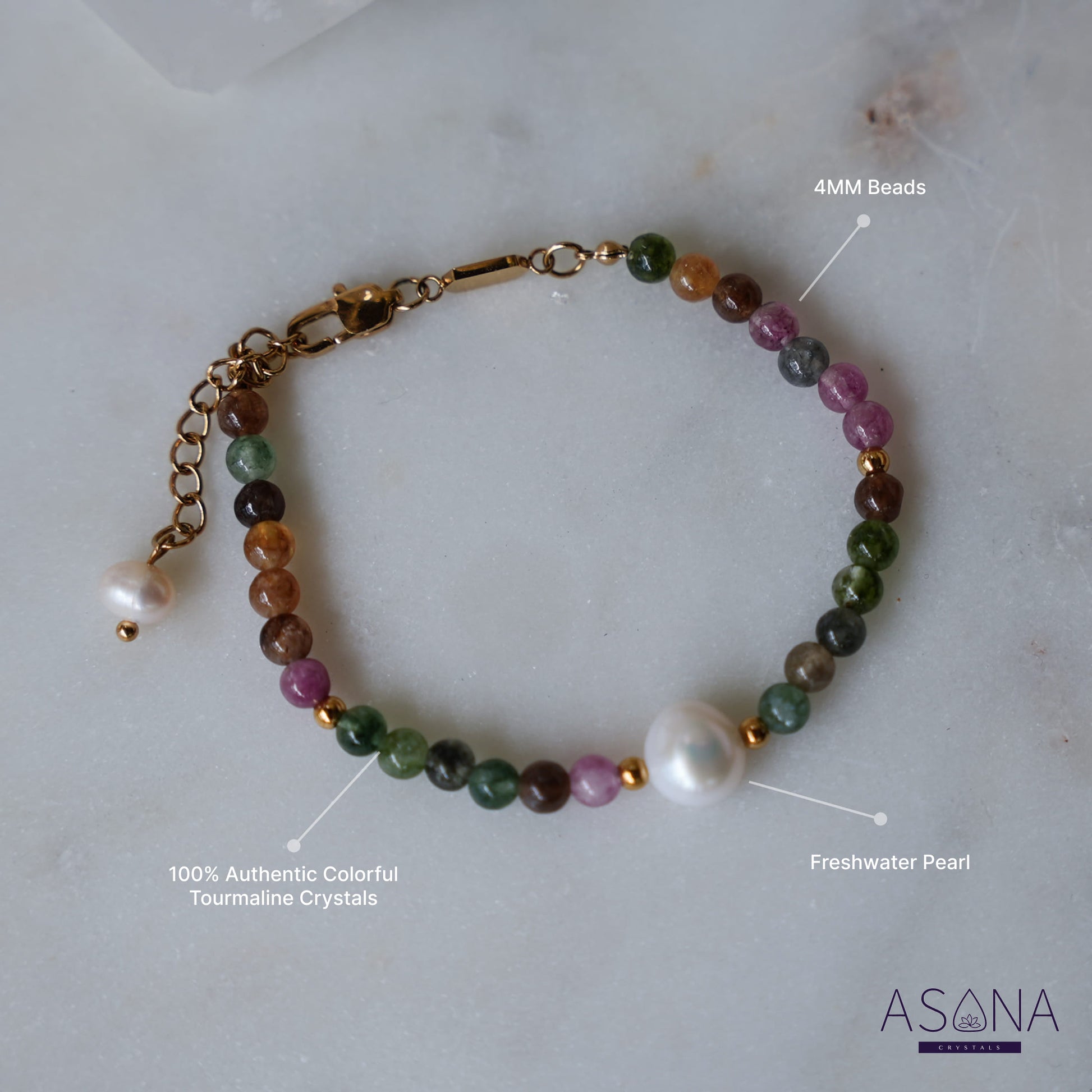 Colorful Tourmaline and Pearl Bracelet image 4