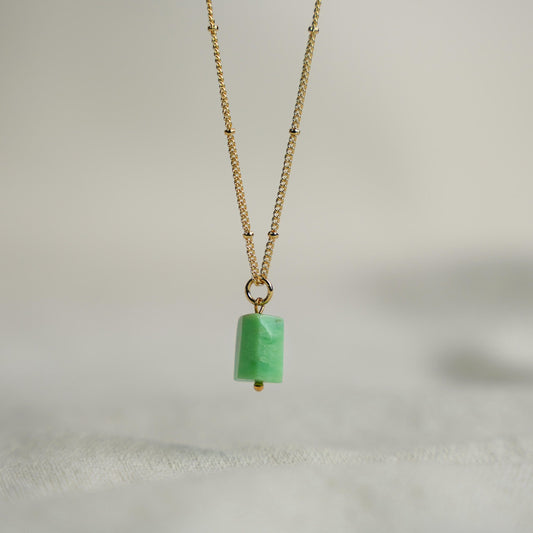 Raw Chrysoprase Necklace Gold image 0