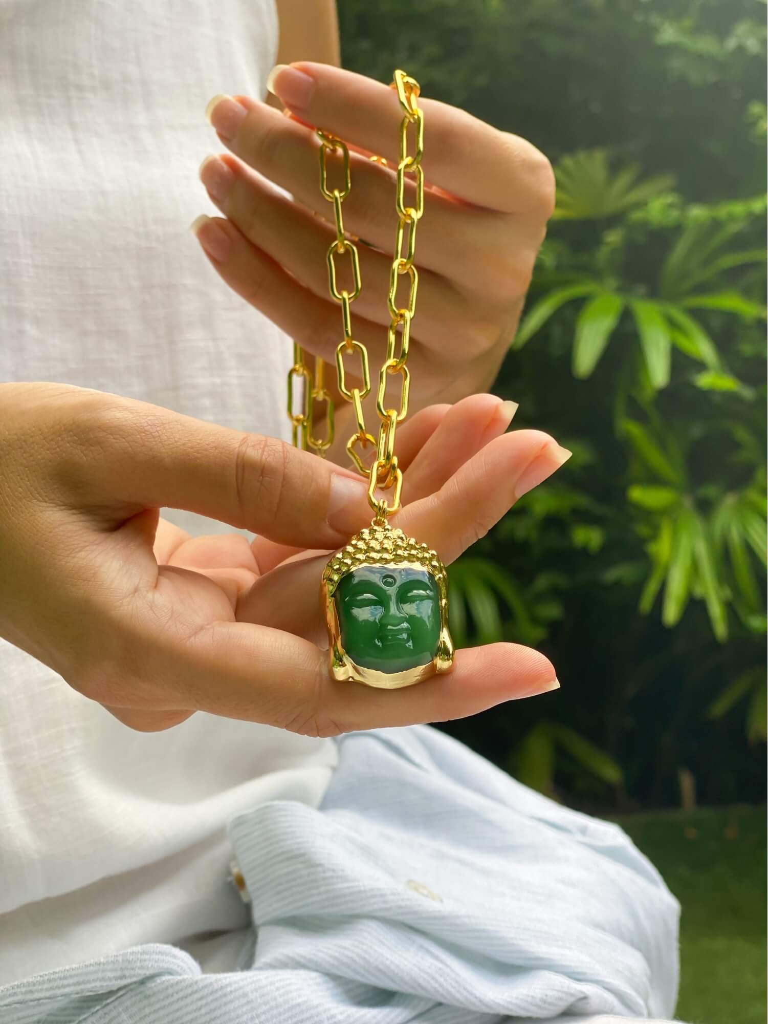 Green Jade Buddha Necklace image 5