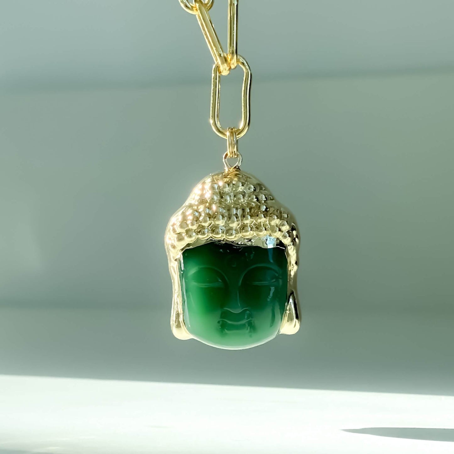 Green Jade Buddha Necklace image 2