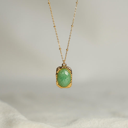 Green Aventurine Necklace Gold 18k image 0