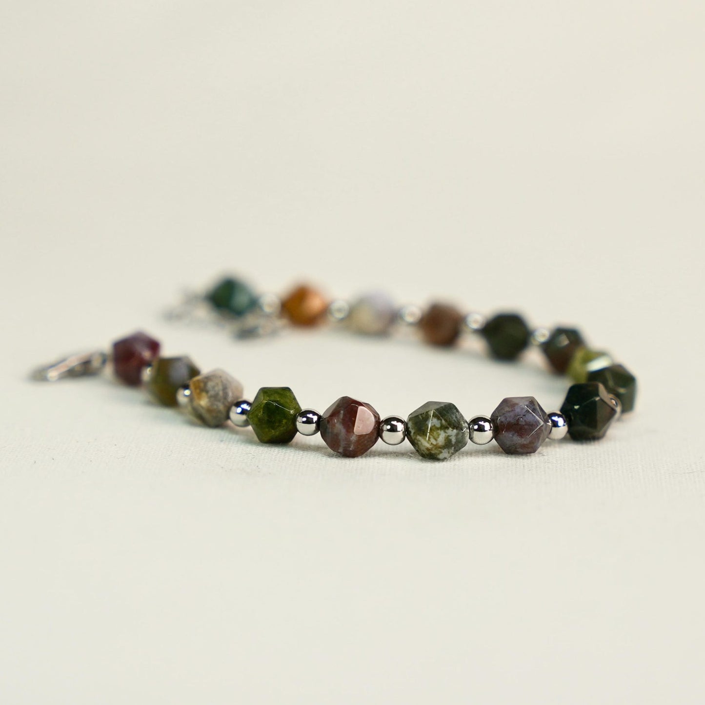 Indian Agate Bracelet Diamond Cut image 0