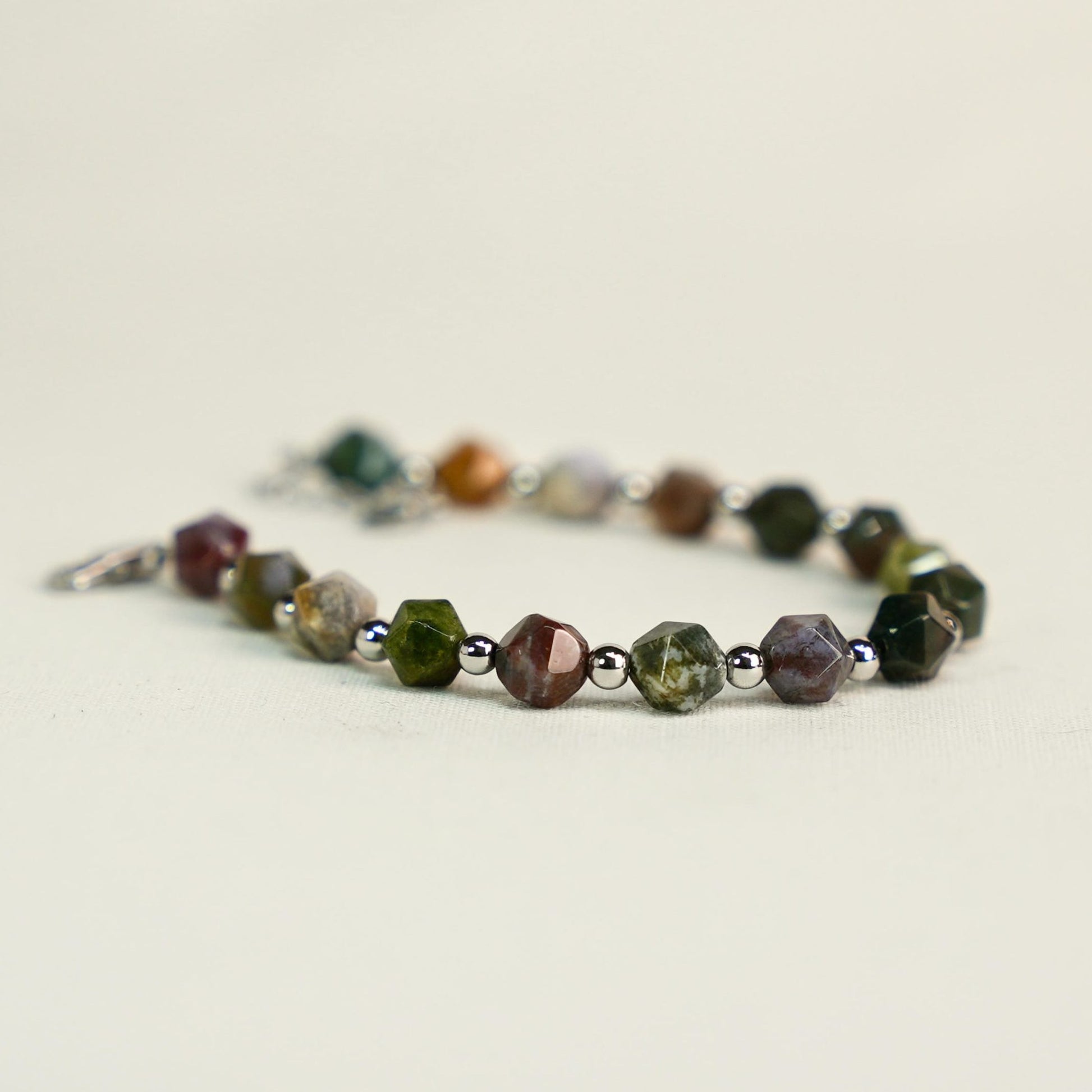 Indian Agate Bracelet Diamond Cut image 0