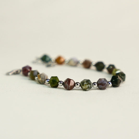 Indian Agate Bracelet Diamond Cut image 0
