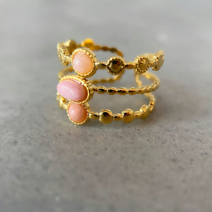Dialogite Ring 18k Gold Plated Pink Gemstone Hug Ring image 3