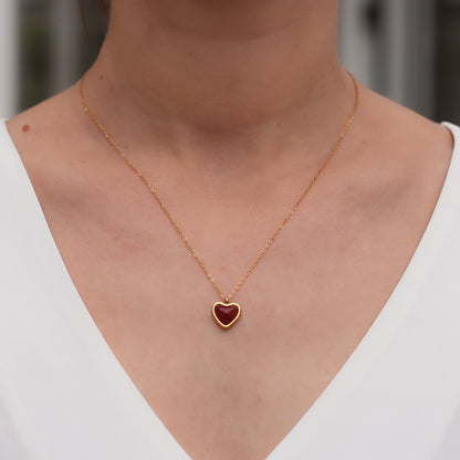 Red Heart Necklace Cute necklaces gold gemstone