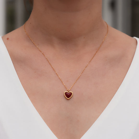 Red Heart Necklace Cute necklaces gold gemstone