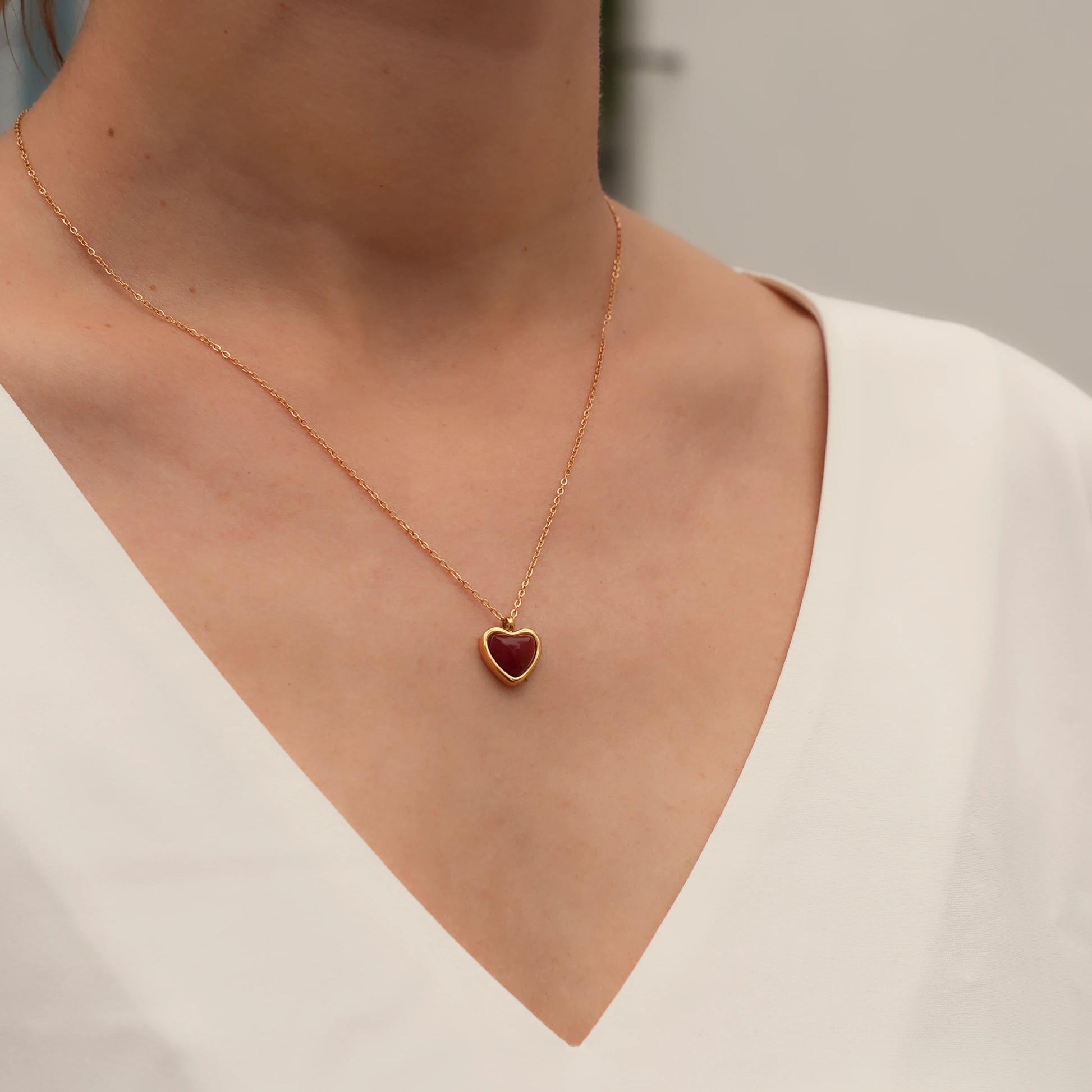 Red Heart Necklace Cute necklaces gold gemstone