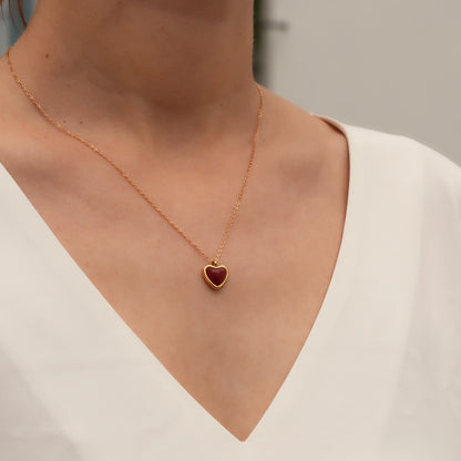 Red Heart Necklace Cute necklaces gold gemstone