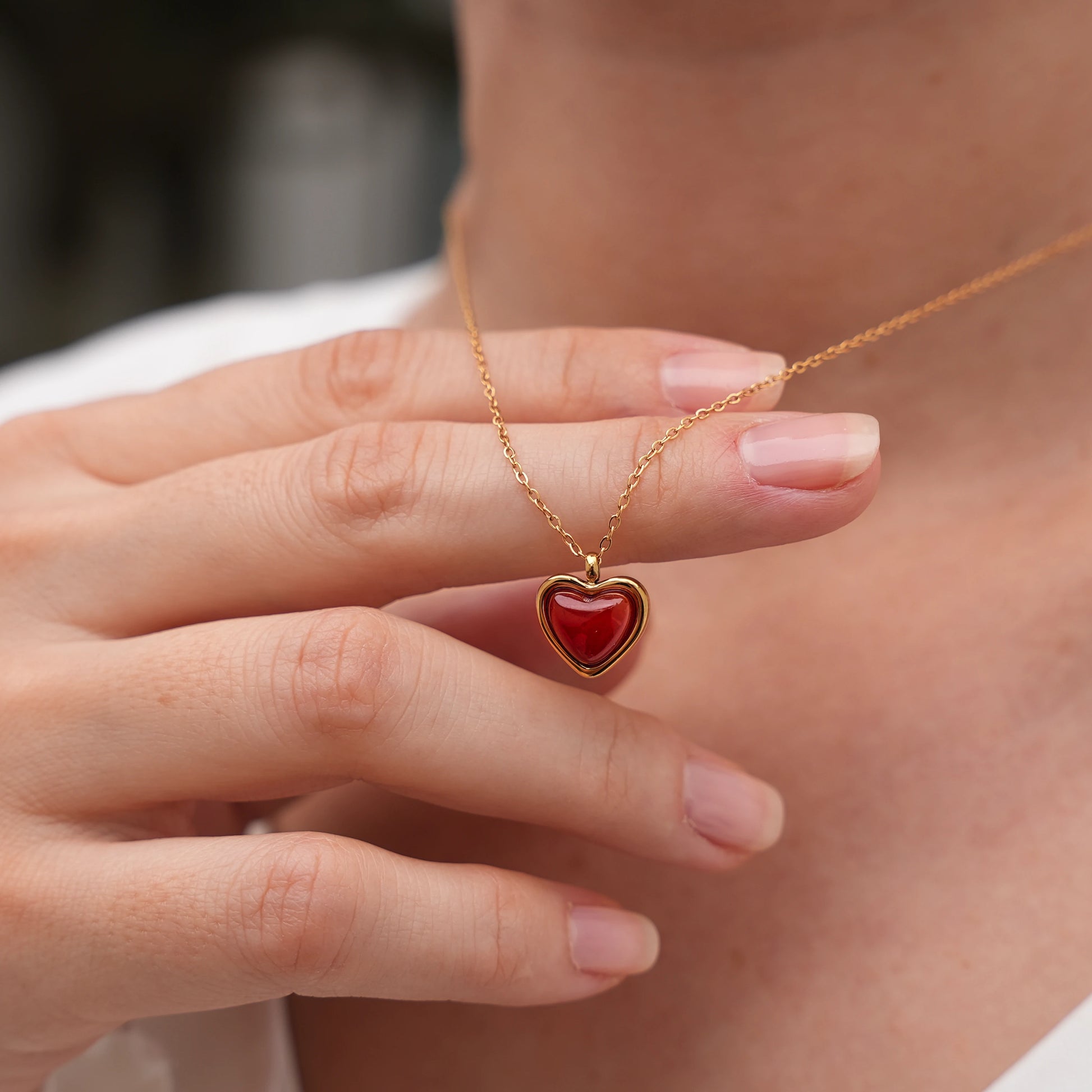 Red Heart Necklace Cute necklaces gold gemstone